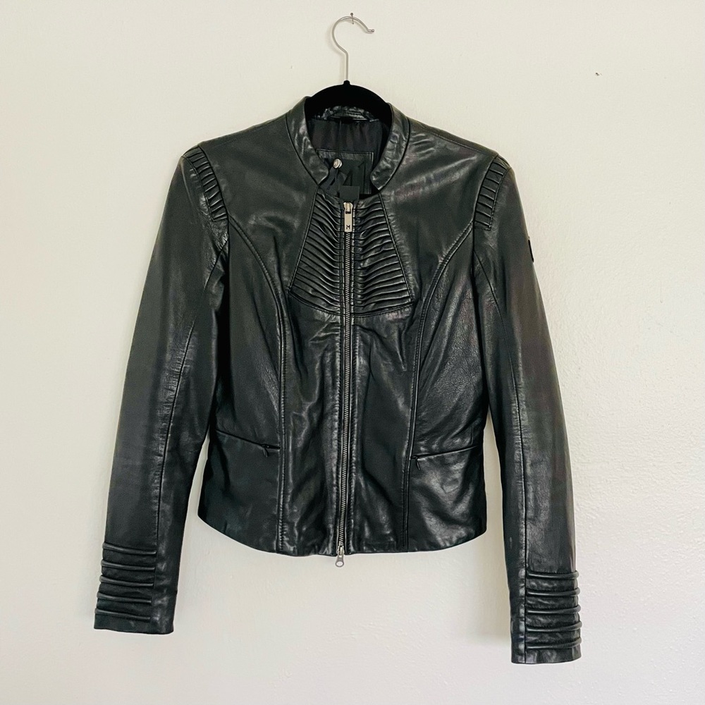 NWT Mauritius “Victoria” Black Leather Jacket- Sz sm